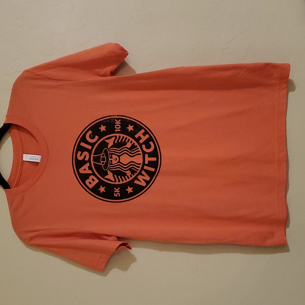 Basic Witch Women's Medium Halloween Orange Short Sleeve Shirt
